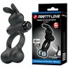 PRETTY LOVE ANILLO VIBRADOR PARA PENE CON ESTIMULADOR DE CONEJITO 10 FUNCIONES NEGRO