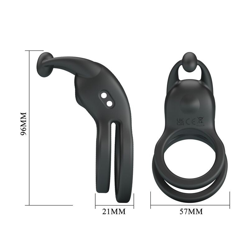 PRETTY LOVE GOODWIN ANILLO VIBRADOR DOBLE PARA PENE RECARGABLE NEGRO