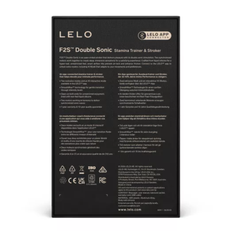 LELO F2S DOUBLE SONIC MASTURBADOR MASCULINO CON DOBLE ESTIMULACIoN SoNICA ROJO