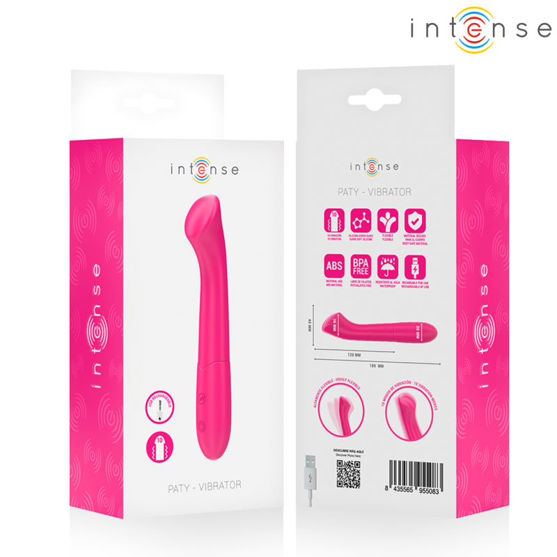 INTENSE PATY VIBRADOR 19 CM FLEXIBLE 10 VIBRACIONES MODELO 2 ROSA