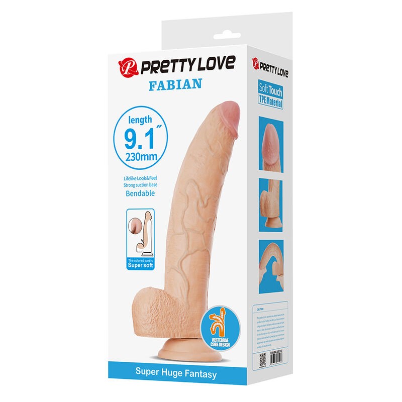 PRETTY LOVE FABIAN DILDO FLEXIBLE CON VENTOSA CARNE