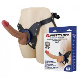 PRETTY LOVE YETI ARNeS STRAP ON CON DILDO Y VENTOSA CARNE