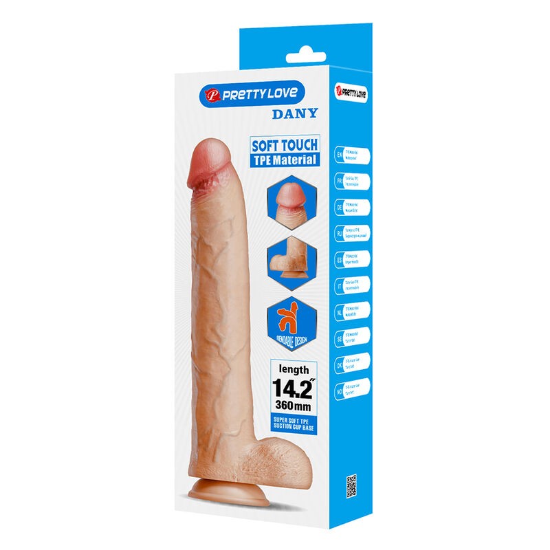 PRETTY LOVE DANY DILDO REALiSTICO FLEXIBLE CON VENTOSA 36 CM Ø 56 CM