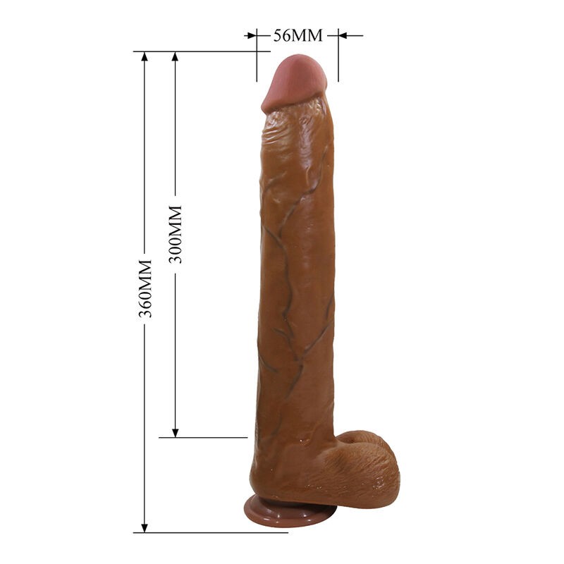 PRETTY LOVE DANY DILDO REALiSTICO FLEXIBLE CON VENTOSA 36 CM Ø 56 CM MARRoN