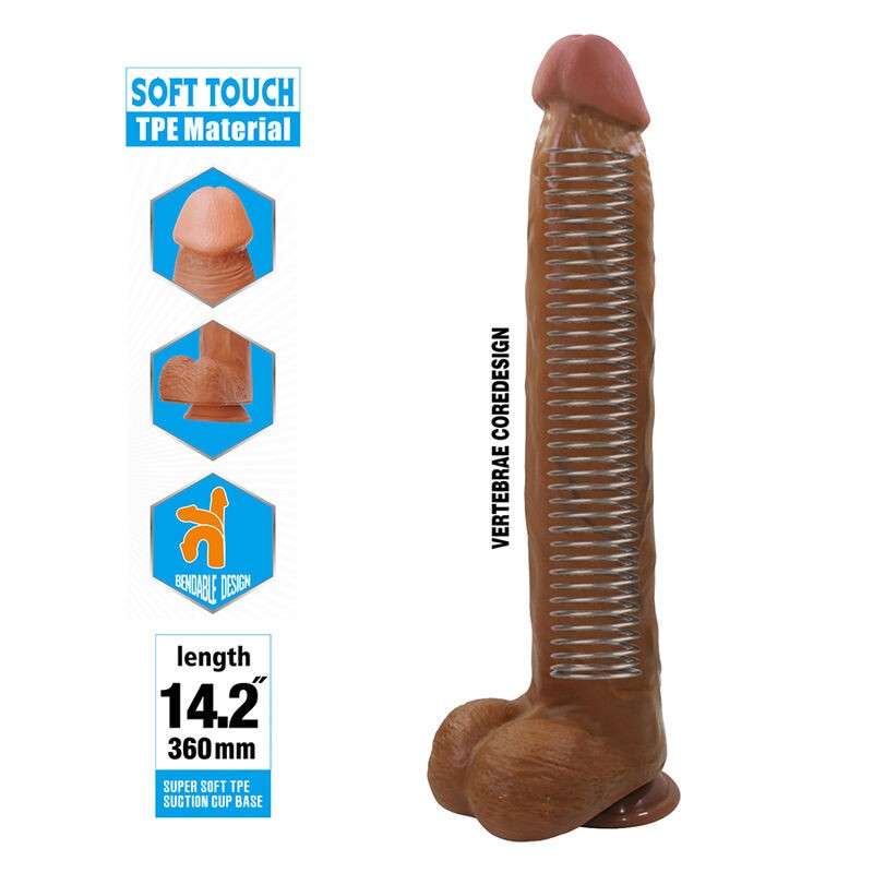 PRETTY LOVE DANY DILDO REALiSTICO FLEXIBLE CON VENTOSA 36 CM Ø 56 CM MARRoN