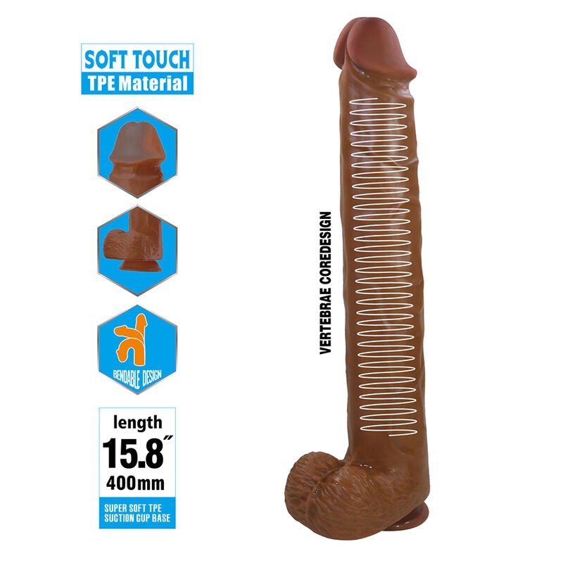 PRETTY LOVE PAT DILDO REALiSTICO FLEXIBLE CON VENTOSA 40 CM Ø 6 CM MARRoN