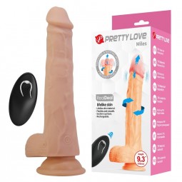 PRETTY LOVE MILES DILDO VIBRADOR CON EMPUJE Y ROTACIoN CONTROL REMOTO 235 CM Ø 48 CM COLOR NATURAL