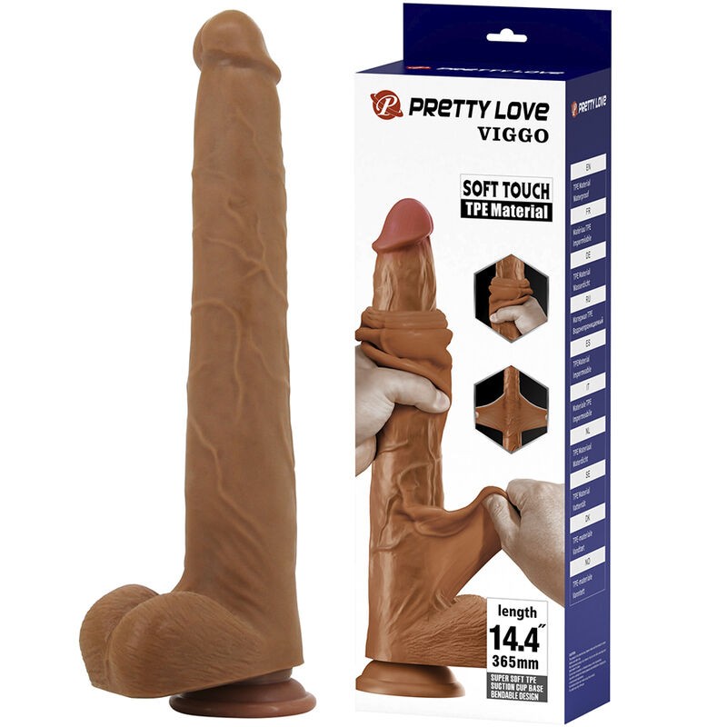 PRETTY LOVE VIGGO DILDO REALISTA TACTO SUAVE CON PIEL DESLIZANTE 365 CM MARRoN