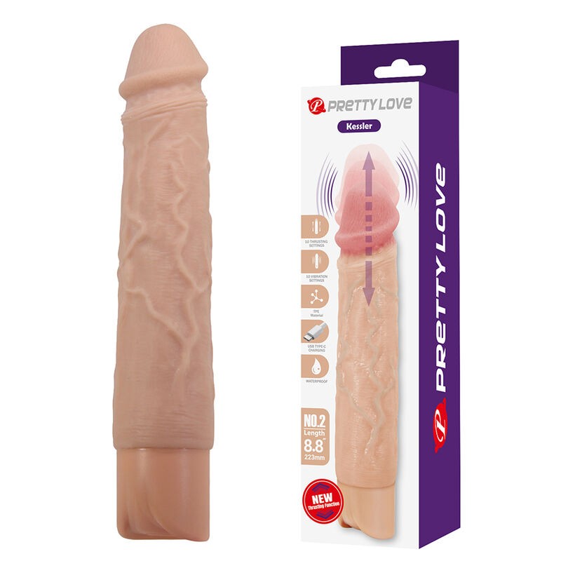 PRETTY LOVE KESSLER DILDO VIBRADOR REALISTA 10 MODOS DE VIBRACIoN Y 10 DE EMPUJE 22 CM NATURAL