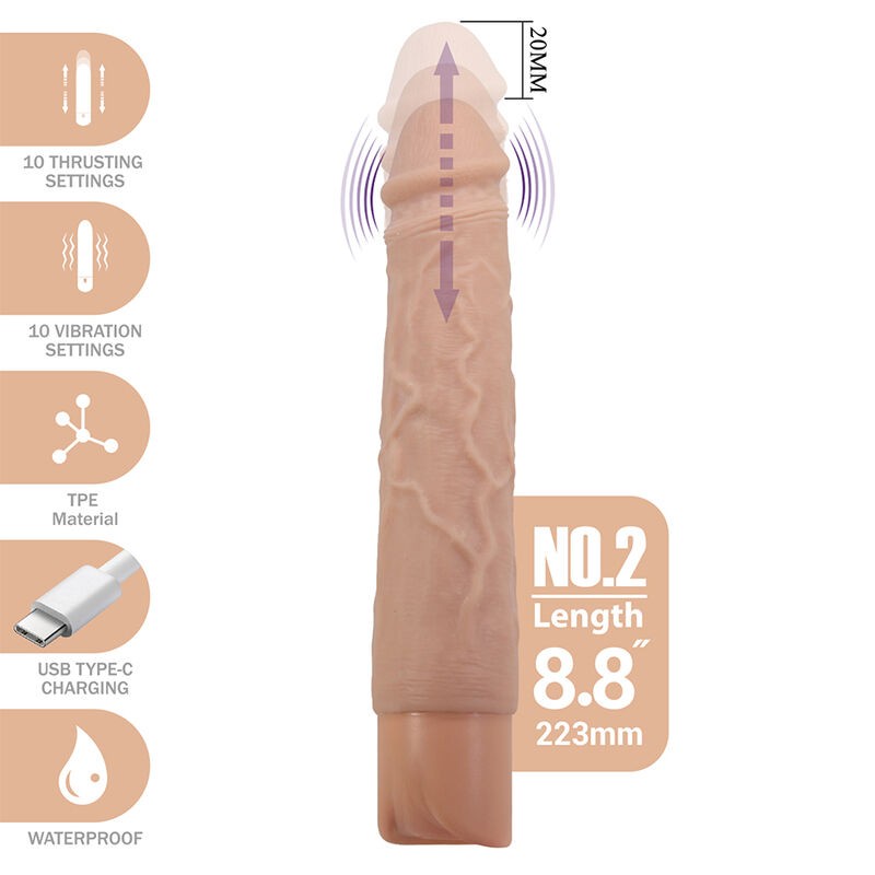 PRETTY LOVE KESSLER DILDO VIBRADOR REALISTA 10 MODOS DE VIBRACIoN Y 10 DE EMPUJE 22 CM NATURAL