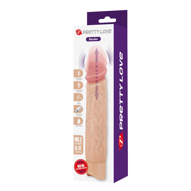 PRETTY LOVE KESSLER DILDO VIBRADOR REALISTA 10 MODOS DE VIBRACIoN Y 10 DE EMPUJE 22 CM NATURAL