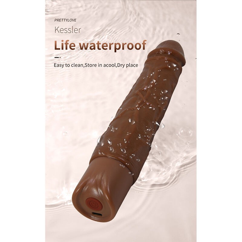 PRETTY LOVE KESSLER DILDO VIBRADOR REALISTA 10 MODOS DE VIBRACIoN Y 10 DE EMPUJE 22 CM MARRoN