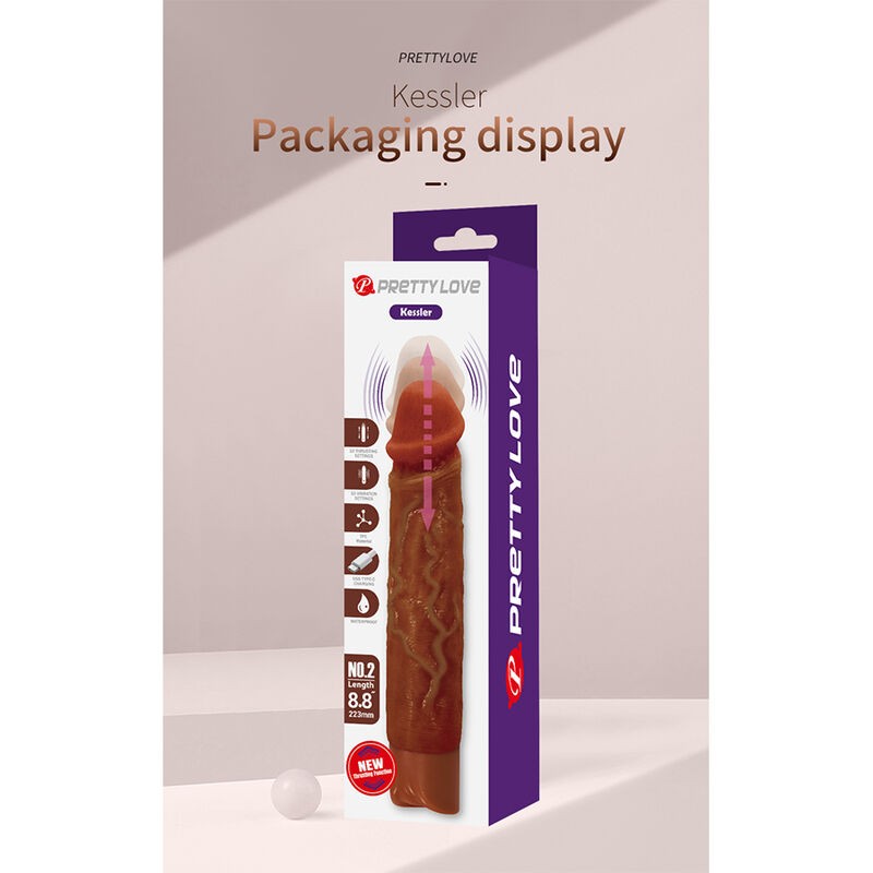 PRETTY LOVE KESSLER DILDO VIBRADOR REALISTA 10 MODOS DE VIBRACIoN Y 10 DE EMPUJE 22 CM MARRoN