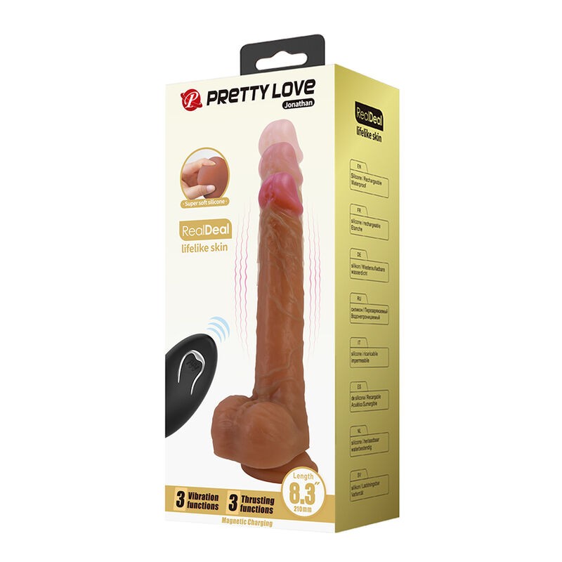 PRETTY LOVE JONATHAN VIBRADOR REALiSTICO CON EMPUJE MARRoN CONTROL REMOTO
