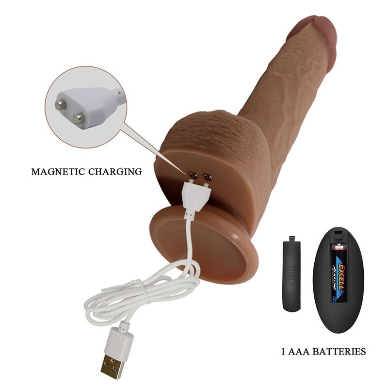 PRETTY LOVE TOMMY VIBRADOR REALiSTICO CON EMPUJE MARRoN OSCURO CONTROL REMOTO