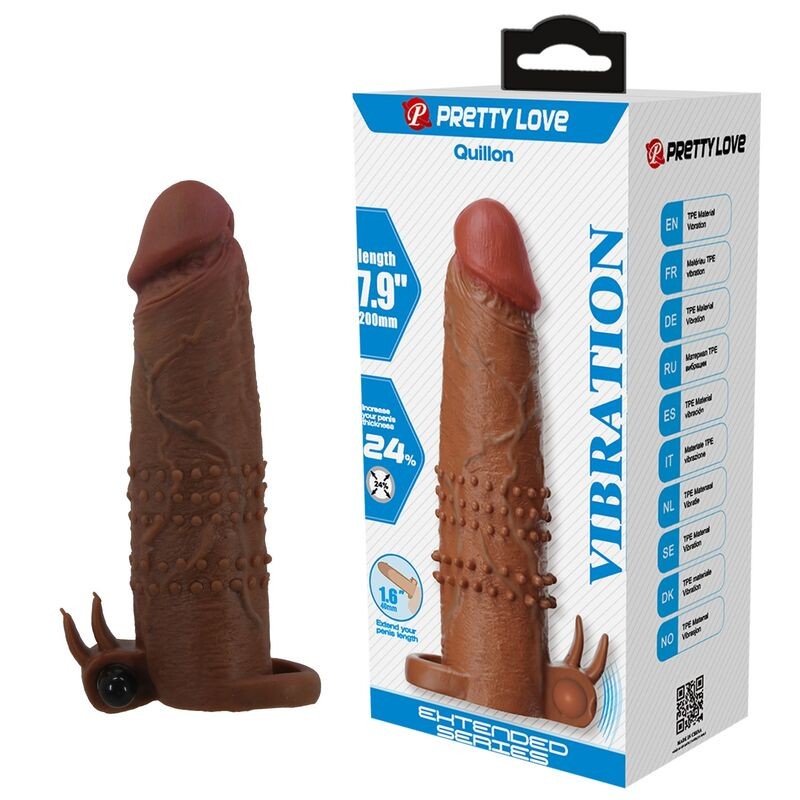 PRETTY LOVE QUILLON FUNDA PARA PENE VIBRADORA 20 CM Ø 4 CM COLOR MARRoN