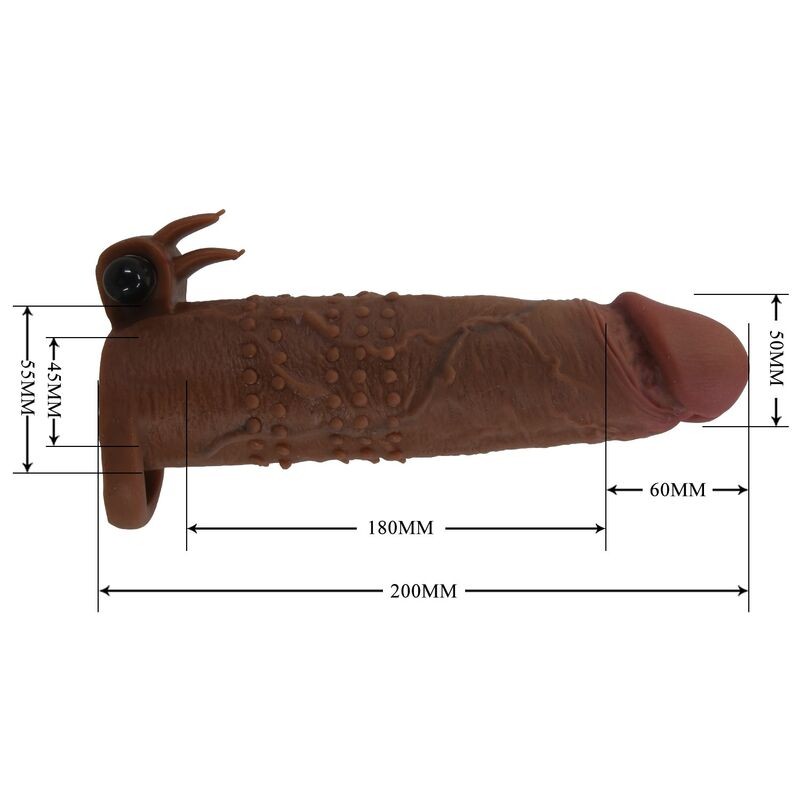 PRETTY LOVE QUILLON FUNDA PARA PENE VIBRADORA 20 CM Ø 4 CM COLOR MARRoN