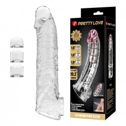 PRETTY LOVE FUNDA EXTENSORA PARA PENE AJUSTABLE 26 CM Ø 4 CM COLOR TRANSPARENTE