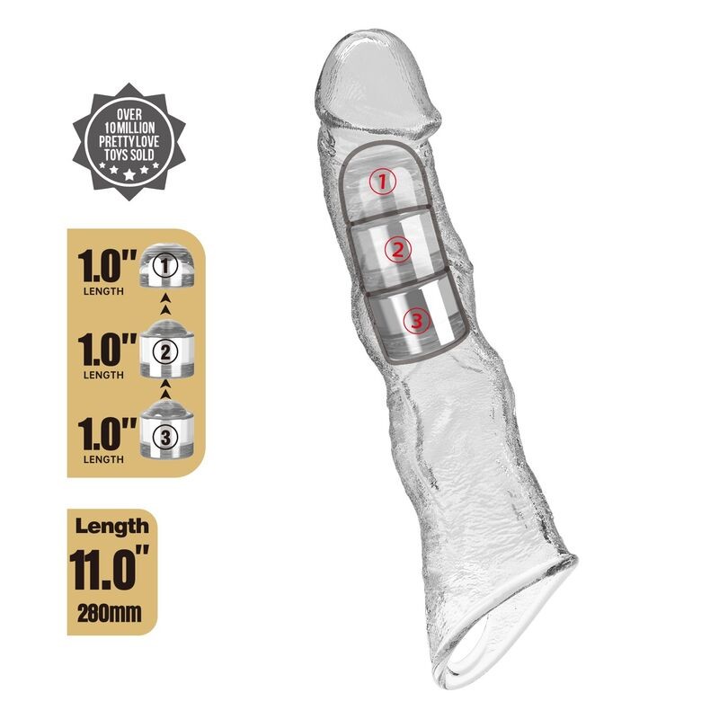 PRETTY LOVE FUNDA EXTENSORA PARA PENE AJUSTABLE 28 CM Ø 45 CM COLOR TRANSPARENTE