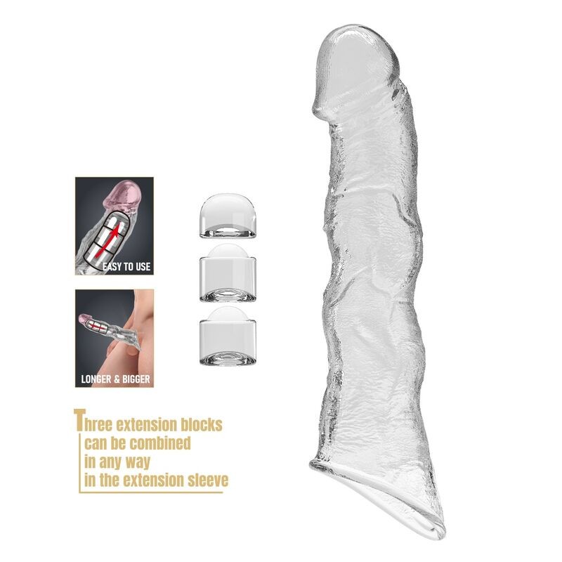 PRETTY LOVE FUNDA EXTENSORA PARA PENE AJUSTABLE 28 CM Ø 45 CM COLOR TRANSPARENTE