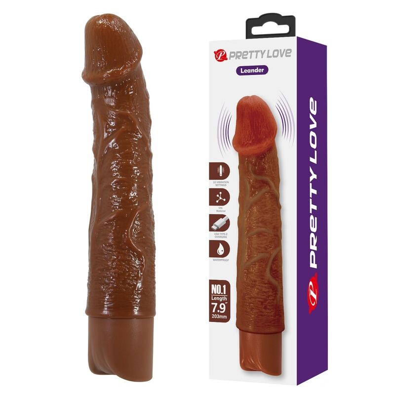 PRETTY LOVE LEONARDO VIBRADOR REALiSTICO 20 CM Ø 4 CM COLOR MARRoN