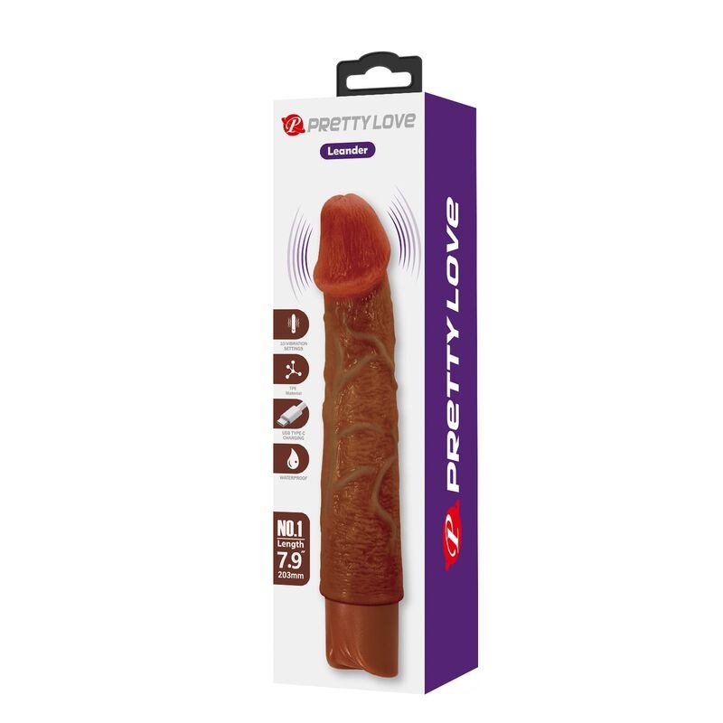 PRETTY LOVE LEONARDO VIBRADOR REALiSTICO 20 CM Ø 4 CM COLOR MARRoN