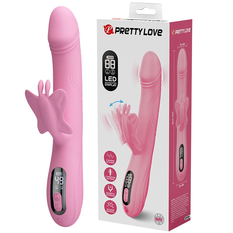 PRETTY LOVE BELLA VIBRADOR RABBIT CON ESTIMULACIoN MARIPOSA Y LED ROSA