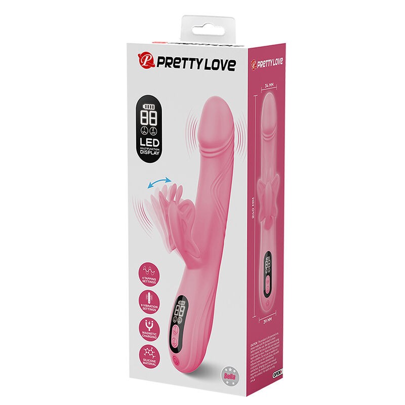 PRETTY LOVE BELLA VIBRADOR RABBIT CON ESTIMULACIoN MARIPOSA Y LED ROSA