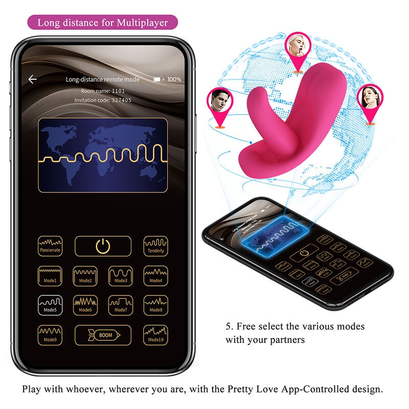 PRETTY LOVE HAZELYNN MASAJEADOR APP CONTROL 12 FUNCIONES ROSA