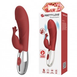 PRETTY LOVE VIBRADOR RABBIT ROSEWOOD 30 FUNCIONES RECARGABLE USB ROJO