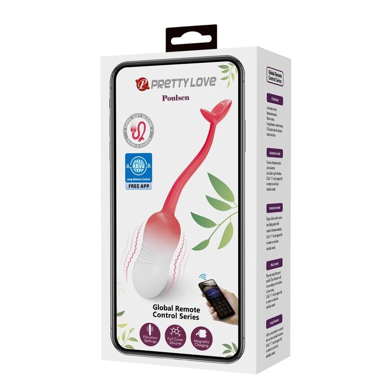PRETTY LOVE HUEVO VIBRADOR PULSEN CONTROL APP 12 FUNCIONES RECARGABLE USB ROSA