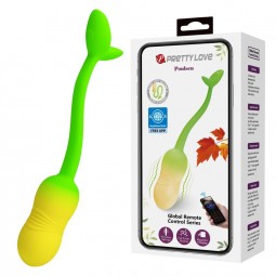 PRETTY LOVE HUEVO VIBRADOR PULSEN CONTROL APP 12 FUNCIONES RECARGABLE USB VERDE AMARILLO