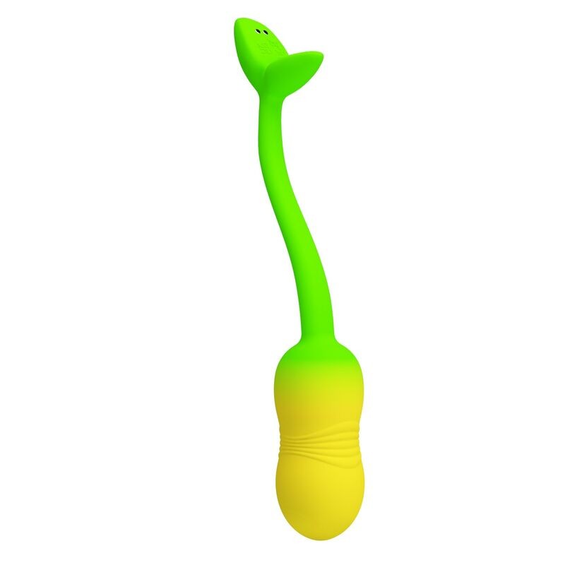PRETTY LOVE HUEVO VIBRADOR PULSEN CONTROL APP 12 FUNCIONES RECARGABLE USB VERDE AMARILLO
