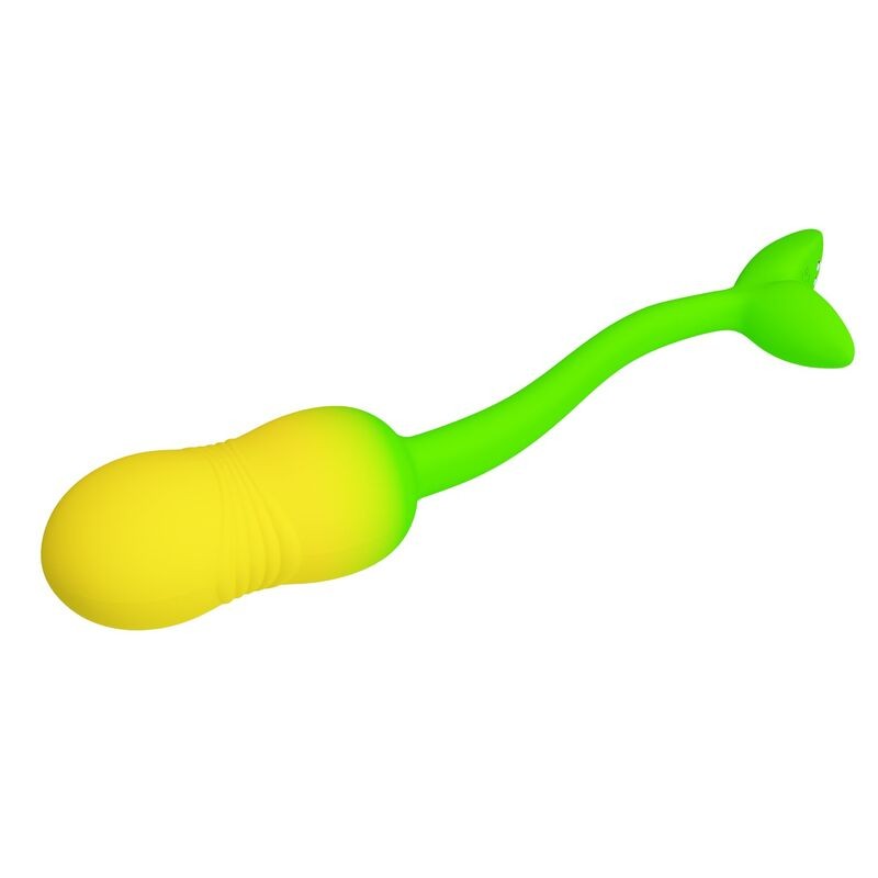 PRETTY LOVE HUEVO VIBRADOR PULSEN CONTROL APP 12 FUNCIONES RECARGABLE USB VERDE AMARILLO