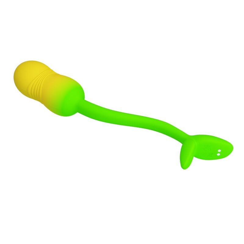 PRETTY LOVE HUEVO VIBRADOR PULSEN CONTROL APP 12 FUNCIONES RECARGABLE USB VERDE AMARILLO