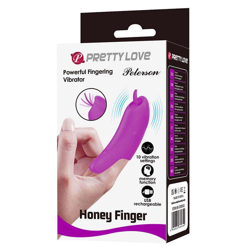PRETTY LOVE PETERSON HONEY FINGER VIBRADOR DE DEDO RECARGABLE MORADO