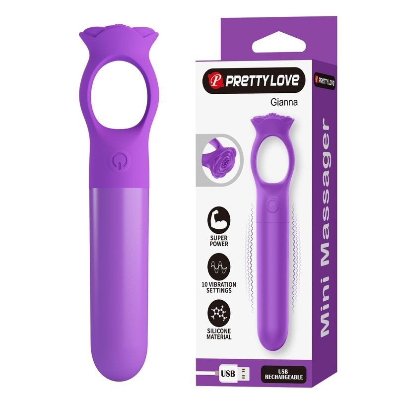 PRETTY LOVE GIANA MINI MASAJEADOR VIBRADOR RECARGABLE MORADO
