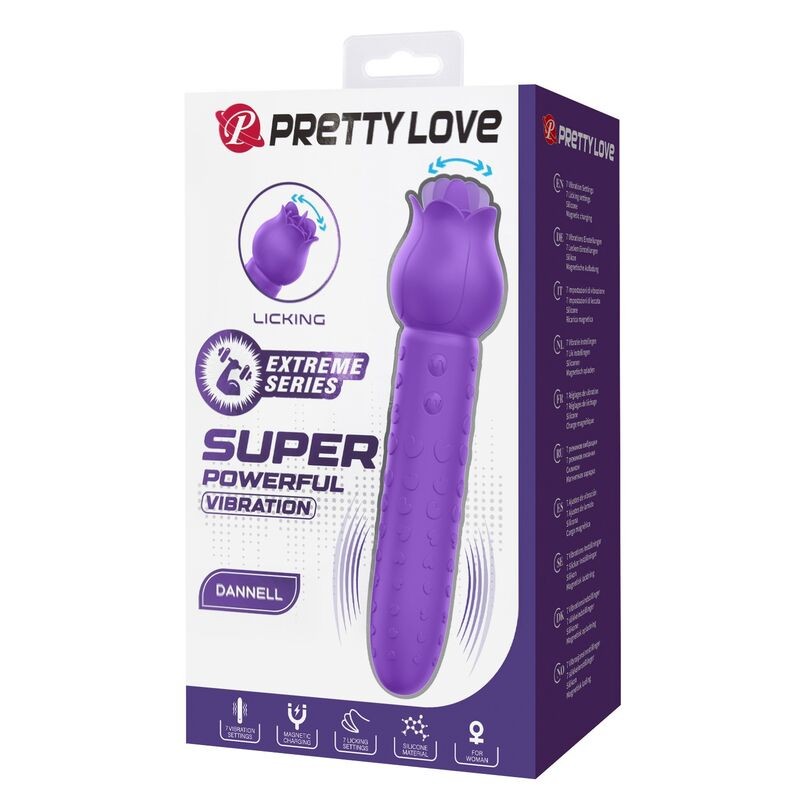PRETTY LOVE DANNELL VIBRADOR CON ESTIMULACIoN ORAL Y CLITORAL RECARGABLE MORADO