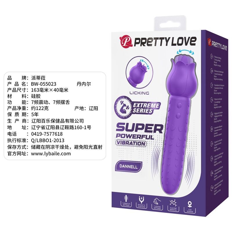 PRETTY LOVE DANNELL VIBRADOR CON ESTIMULACIoN ORAL Y CLITORAL RECARGABLE MORADO