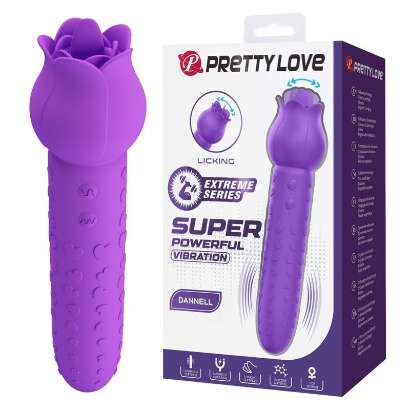 PRETTY LOVE DANNELL VIBRADOR CON ESTIMULACIoN ORAL Y CLITORAL RECARGABLE MORADO