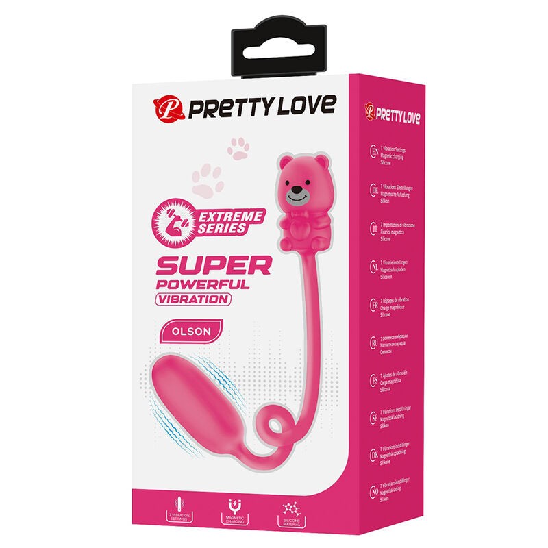 PRETTY LOVE OLSON HUEVO VIBRADOR CON MANDO POR CABLE RECARGABLE ROSA