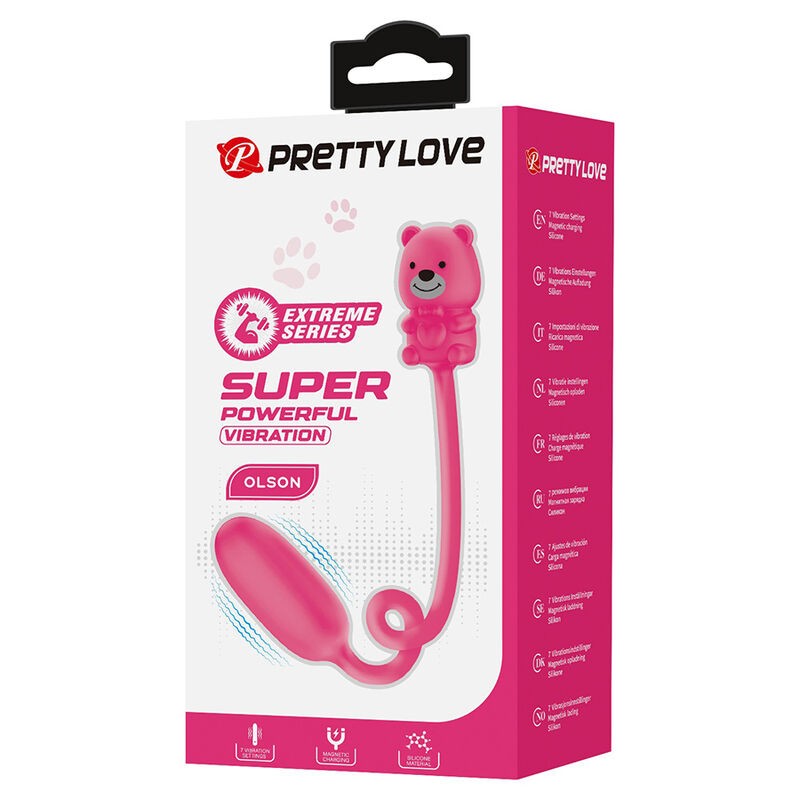 PRETTY LOVE OLSON HUEVO VIBRADOR CON MANDO POR CABLE RECARGABLE ROSA