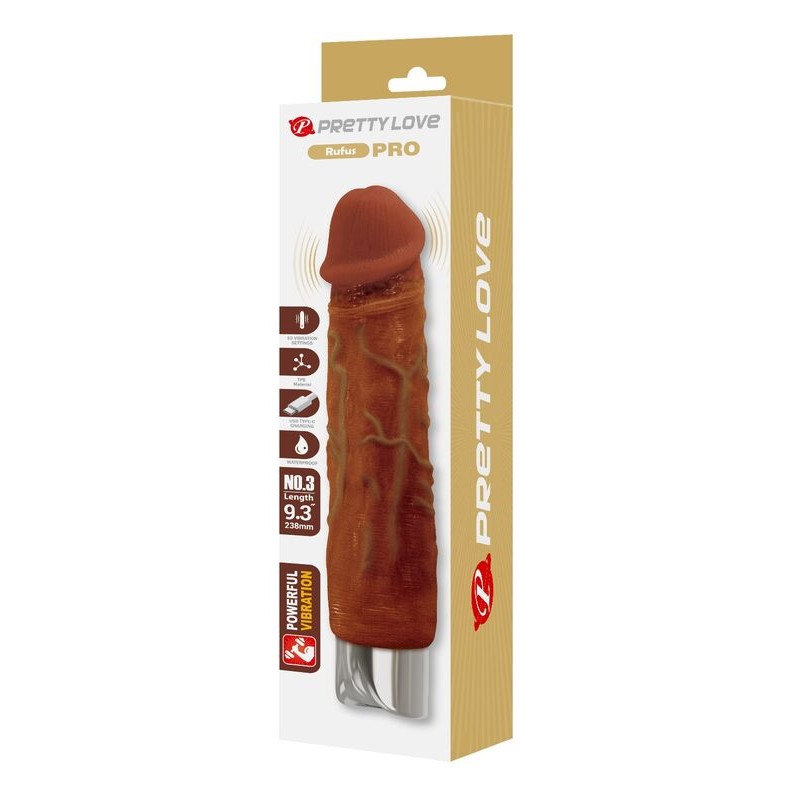 PRETTY LOVE DUKE VIBRADOR REALiSTICO 235 CM Ø 48 CM COLOR MARRoN
