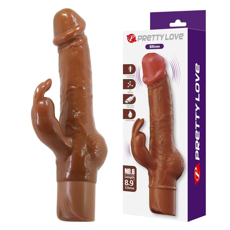 PRETTY LOVE ELLISON VIBRADOR RABBIT REALiSTICO 226 CM Ø 42 CM COLOR MARRoN
