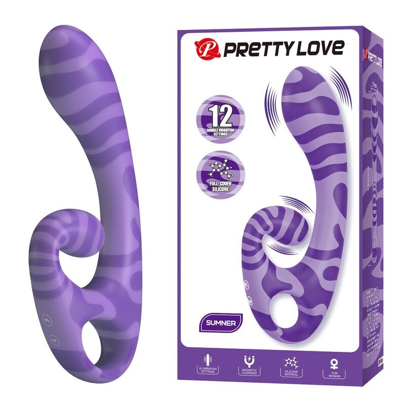 PRETTY LOVE SUMMER VIBRADOR DOBLE CON ASA 19 CM Ø 35 CM MORADO