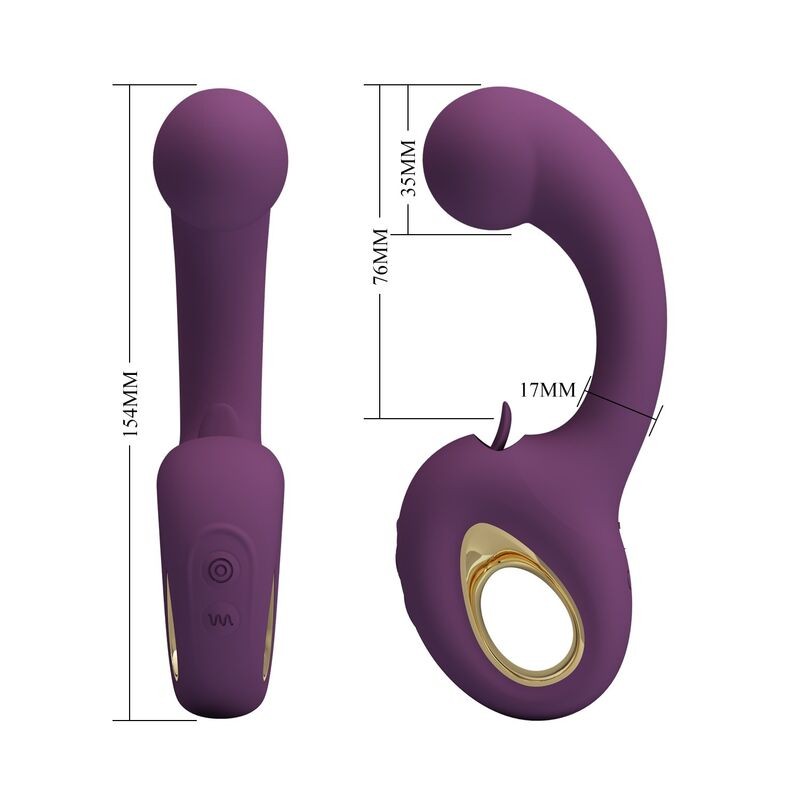 PRETTY LOVE BRYNNLEE VIBRADOR CON ESTIMULADOR ORAL RECARGABLE 10 VIBRACIONES Y 5 FUNCIONES DE LAMIDO MORADO