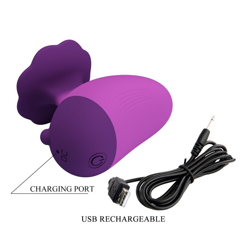 PRETTY LOVE ESTIMULADOR DE CLiTORIS 7 MODOS RECARGABLE FORMA ROSA MORADA