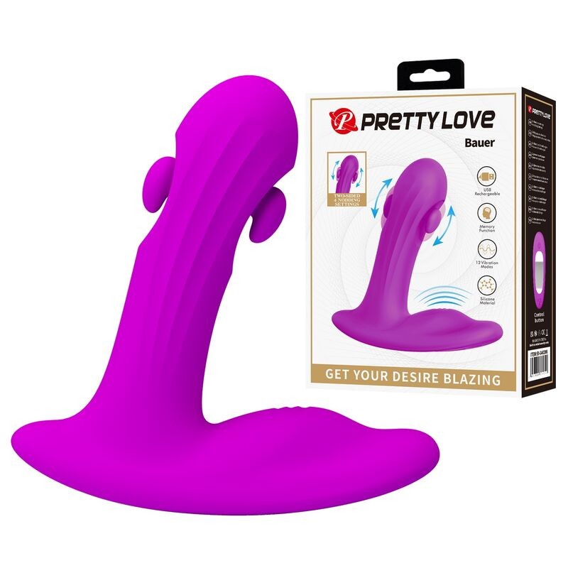 PRETTY LOVE BAUER MASAJEADOR DE PRoSTATA 12 MODOS RECARGABLE MORADO