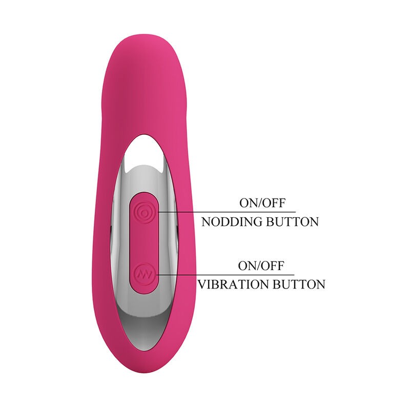 PRETTY LOVE DUDEN VIBRADOR DE SILICONA RECARGABLE 12 MODOS DE VIBRACIoN Y 3 MODOS DE BALANCEO ROSA