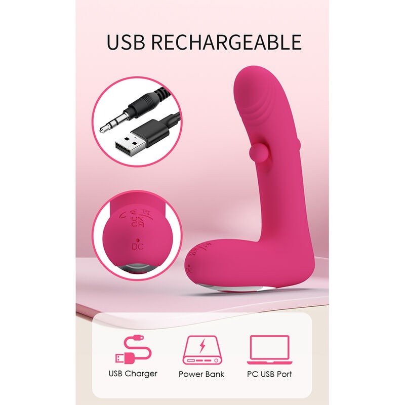 PRETTY LOVE DUDEN VIBRADOR DE SILICONA RECARGABLE 12 MODOS DE VIBRACIoN Y 3 MODOS DE BALANCEO ROSA